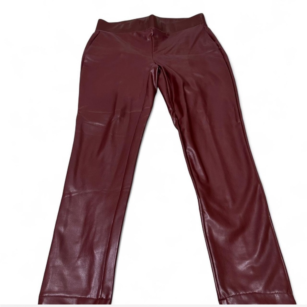 LOFT Maroon Faux Leather Pants
